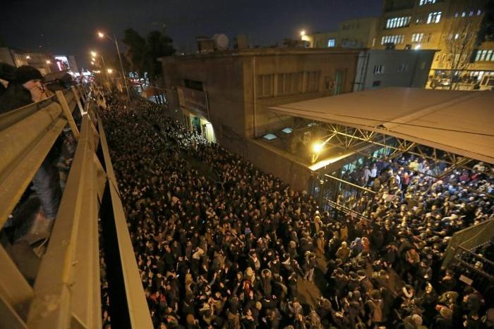 Iranians students demonstrate following a tribute for the victims of Ukraine International Airlines Boeing 737
