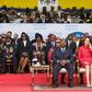 File picture from Gabon's independence day celebrations on August 17, with President Ali Bongo and his wife Sylvia sitting on the tribune and Bongo's chief of staff, Brice Laccruche Alihanga, seated behind them, second from right