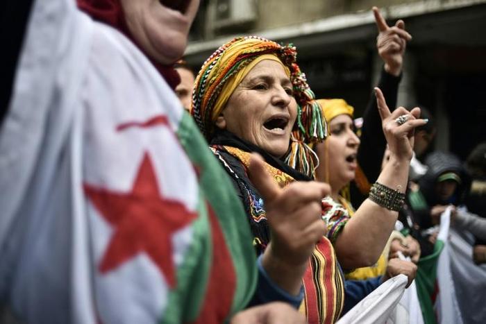 In Algiers, protesters shouted "civil state, not military state" as they marched through the Algerian capital