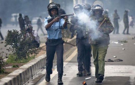File image of police using teargas to disperse protesters