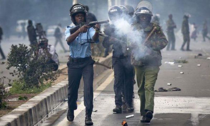 File image of police using teargas to disperse protesters