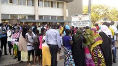 File image of a crowd outside the Regional Immigration offices in Mombasa. Four people who identified themselves as immigration officials, picked Paul Topf from his Lungalunga, Kwale County on November 26