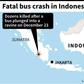 Map of Indonesia locating a fatal bus crash in South Sumatra province late Monday