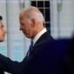 Former Indiana mayor Pete Buttigieg (L) has endorsed former US vice president Joe Biden for president, shortly after abandoning his own White House hopes
