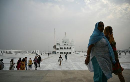 The shrine to Guru Nanak, the founder of Sikhism, lies in the Pakistani town of Kartarpur, near the Indian border