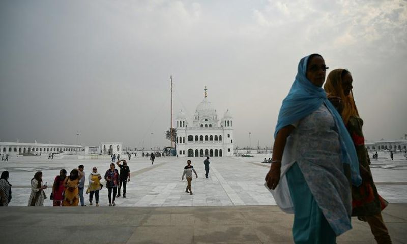 The shrine to Guru Nanak, the founder of Sikhism, lies in the Pakistani town of Kartarpur, near the Indian border