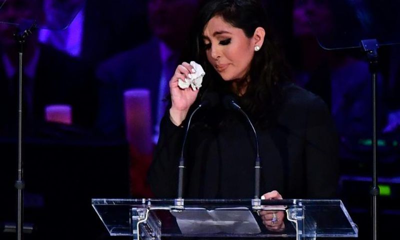 Kobe Bryant's wife Vanessa Bryant speaks during the "Celebration of Life for Kobe and Gianna Bryant" service at Staples Center in Downtown Los Angeles on February 24, 2020.