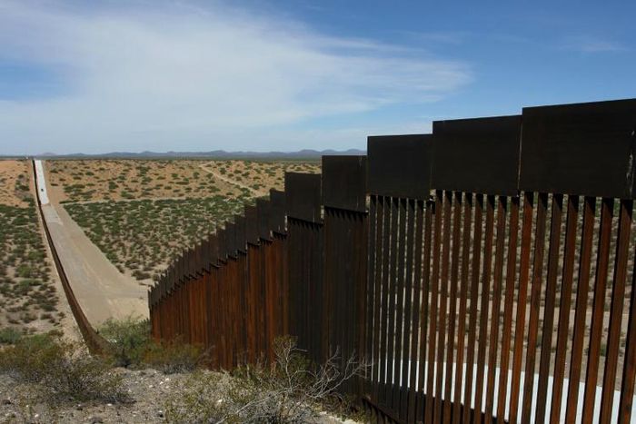 A portion of the wall on the US-Mexico border, seen from Chihuahua State in Mexico