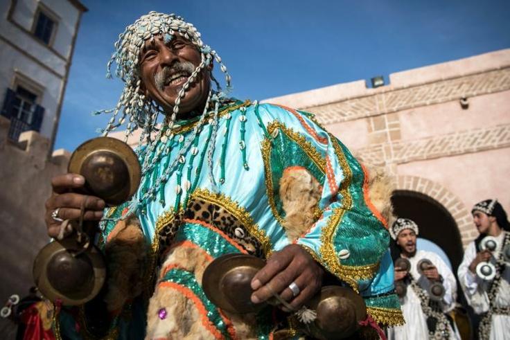 A Gnawa traditional group performs in the city of Essaouira to celebrate the decision of adding the Gnawa culture to UNESCO's list of Intangible Cultural Heritage of Humanity