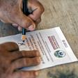 A citizen marks his ballot during a referendum on building a "Maya Train", in Felipe Carrillo Puerto, Champoton, Campeche state, Mexico, on December 15, 2019