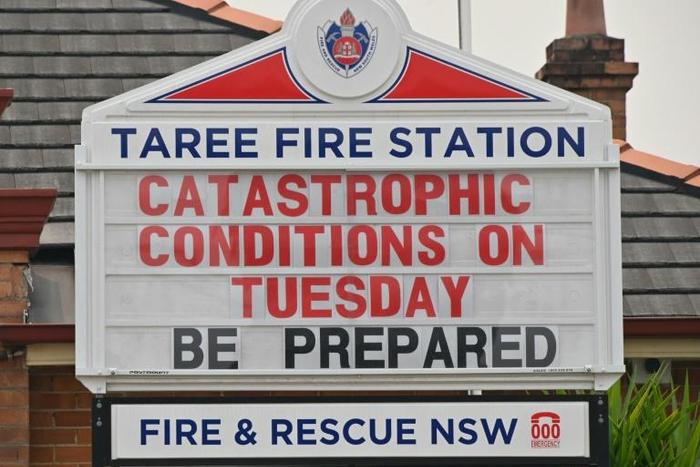 The town of Taree, 350 kilometres north of Sydney, was readying for "catastrophic" fire conditions