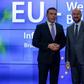 North Macedonia's Foreign Minister Nikola Dimitrov (L) was among Balkan nation leaders who met European Council President Charles Michel for talks