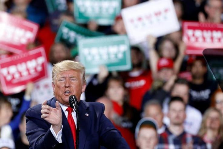 US President Donald Trump ticked off his list of enemies as he addressed supporters in Michigan