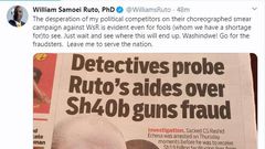 DP Ruto breaks silence on Echesa’s Sh40 billion scandal linked to his office