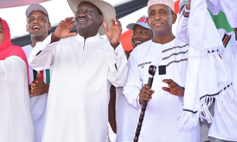 Raila Odinga and other leaders at the BBI rally in Garissa
