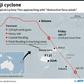 Map showing Fiji and the path of Tropical Cyclone Tino