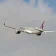 A Qatar Airways Airbus A350 after takeoff from  near the French city of Toulouse.
