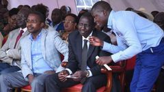 File image of Ndindi Nyoro who is amog the participants at the Mountain Breeze meeting chatting with DP Ruto