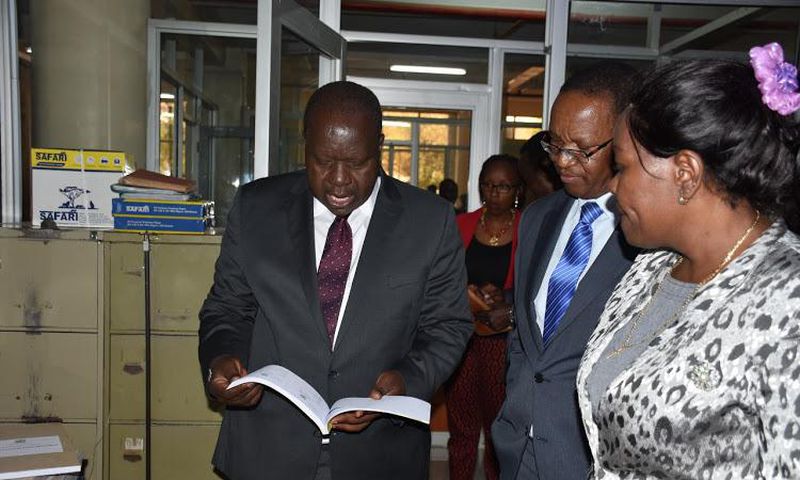 CS Fred Matiangi with PS Karanja Kibicho at the Nairobi Civil Registry office