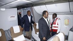 President Uhuru Kenyatta inside a plane