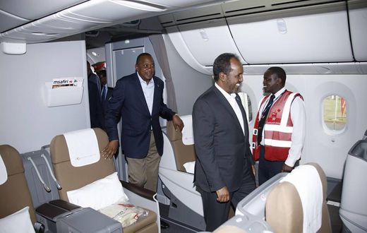 President Uhuru Kenyatta inside a plane