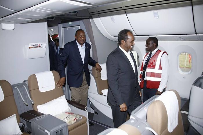 President Uhuru Kenyatta inside a plane