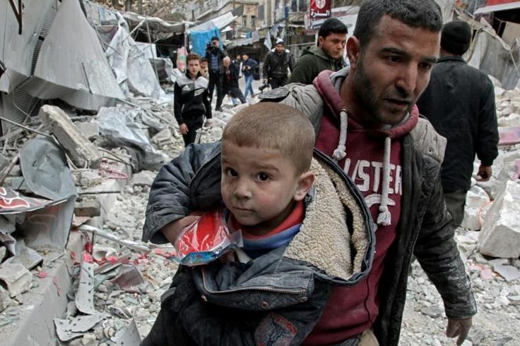 Intense air strikes by Syrian government forces, which have shown no sign of abating despite Russia's announcement of a truce, have reduced swathes of Idlib's towns to rubble