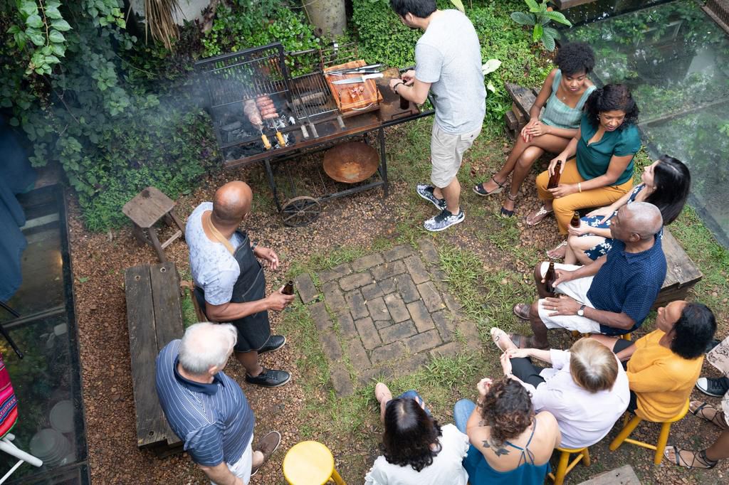 Aerial View of Barbecue Party
