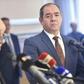 Algerian Foreign Minister Sabri Boukadoum (R) listens to his French counterpart Jean-Yves Le Drian during a joint press conference in the capital Algiers