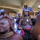 Supporters of opposition candidate McHenry Venaani, dressed in traditional Himba attire, at a final rally in the capital Windhoek