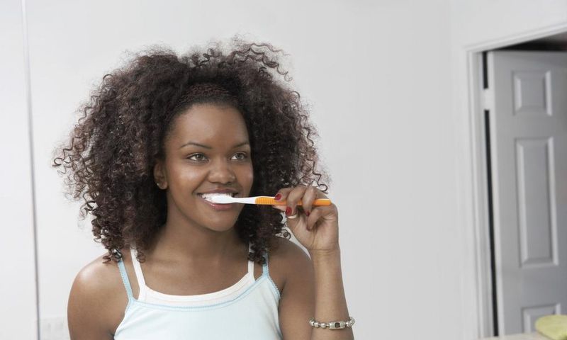 When brushing the toothbrush should be at 45 degree angle