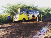 Bus ferrying KCPE exam papers to schools in Ng'ambo and Sintaan, Baringo South stuck in mud