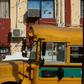 A school bus in Villa Union, in Mexico's Coahuila state, scene of a deadly weekend assault by cartel gunmen