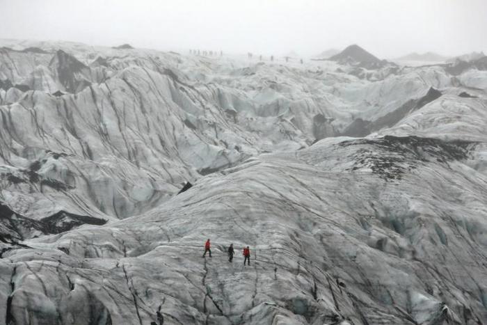 The Solheimajokull glacier has shrunk by an average of 40 metres per year in the past decade