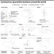 Map showing some of the different quarantine locations around the world for the new coronavirus
