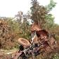 Wreckage of an army truck that struck a roadside bomb near Fada N'gourma, eastern Burkina Faso, on August 28. Seven members of the security forces were killed