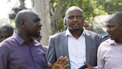 File image of Moses Kuria flanked by Kimani Ichungwah and Kipchumba Murkomen Kuria's attempt to link Raila to his mistreatment at Mombasa BBI forum backfired