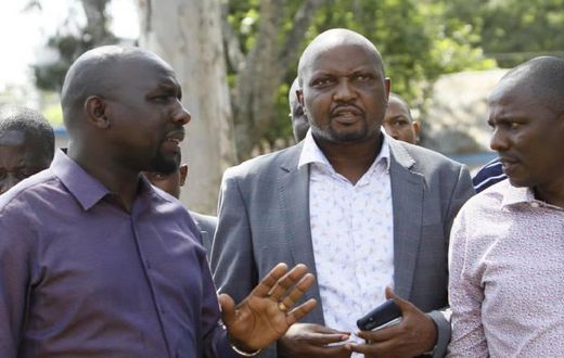 File image of Moses Kuria flanked by Kimani Ichungwah and Kipchumba Murkomen Kuria's attempt to link Raila to his mistreatment at Mombasa BBI forum backfired