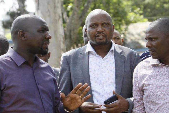 File image of Moses Kuria flanked by Kimani Ichungwah and Kipchumba Murkomen Kuria's attempt to link Raila to his mistreatment at Mombasa BBI forum backfired