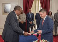 President Uhuru Kenyatta with US Envoy to Kenya Amb. Kyle McCarter. President Kenyatta and Raila Odinga to address 68th US National Prayer Breakfast after invitation by US Congress