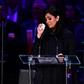 Kobe Bryant's wife Vanessa Bryant wipes away tears as she speaks during the "Celebration of Life for Kobe and Gianna Bryant" at Staples Center. Kobe and Gianna Bryant were among nine people killed in a helicopter crash on January 26