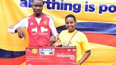 Kevin Musevi wins gas burner in Changamka na BB Ushinde promotion during Kisumu road show