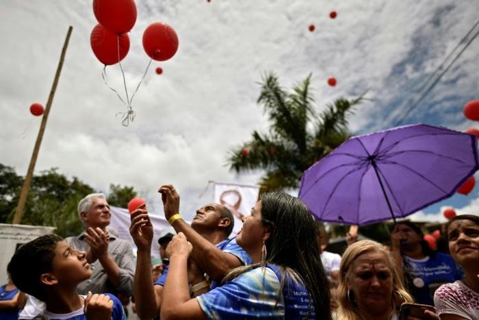 Mourners in Brumadinho, Brazil released red balloons on January 25, 2020 in memory of the 270 people killed following a massive dam breach