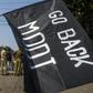Protesters in Kolkata brandished black flags, considered an insulting gesture in Indian society