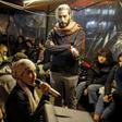 Young Lebanese discuss the protest-ridden country's political future in an impromptu debating chamber set up in a tent in second city Tripoli