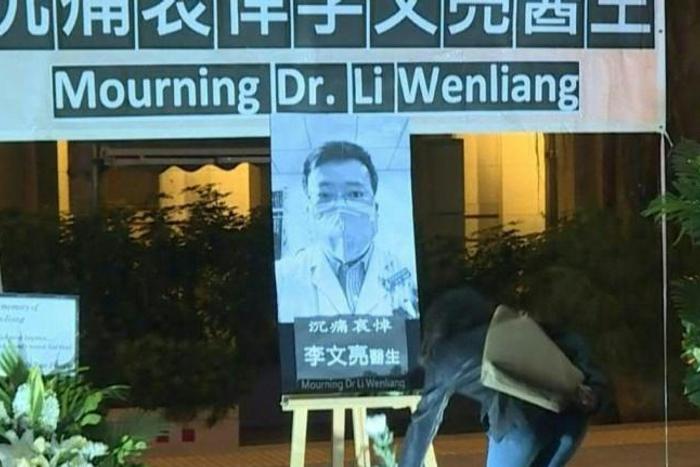 People attend a vigil in Hong Kong in honour of the Chinese doctor who raised the death alert for the coronavirus. The death of Li Wenliang, who had been punished for sounding the alarm about the emergence of this new virus, has unleashed great anger i...