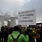 Greenpeace activists staged a demonstration in front of the Jaenschwalde power plant in eastern Germany
