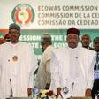 L-R: Nigeria President Muhammadu Buhari, Chairman, ECOWAS, Mahamadou Issoufou, and President of Ecowas Commission, Jean-Claude Kassi Brou attend the fifty-sixth ordinary session of the Economic Community of West African States in Abuja