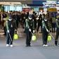 Cleaners spray disinfectant at Seoul's Incheon international airport after South Korea confirmed its first case of the SARS-like virus