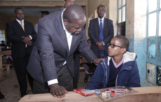CS Fred Matiang’i shows his soft side with kind prayer to KCPE candidates at Gilgil school